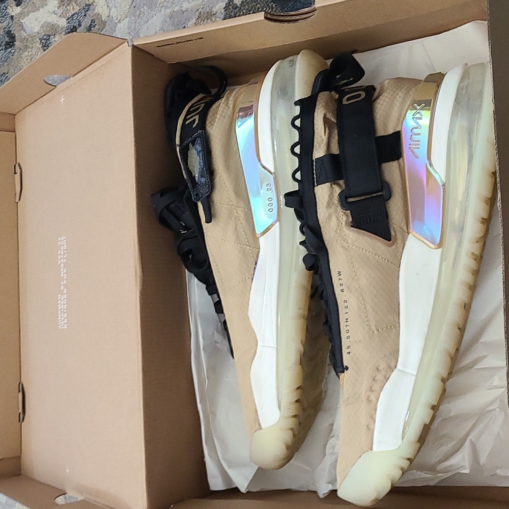 Jordan Men’s Athletic Shoes in Tan with Black and Iridescent Accents